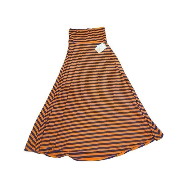 NWT LulaRoe Blue Orange Striped Maxi Skirt XS - Picture 3 of 8